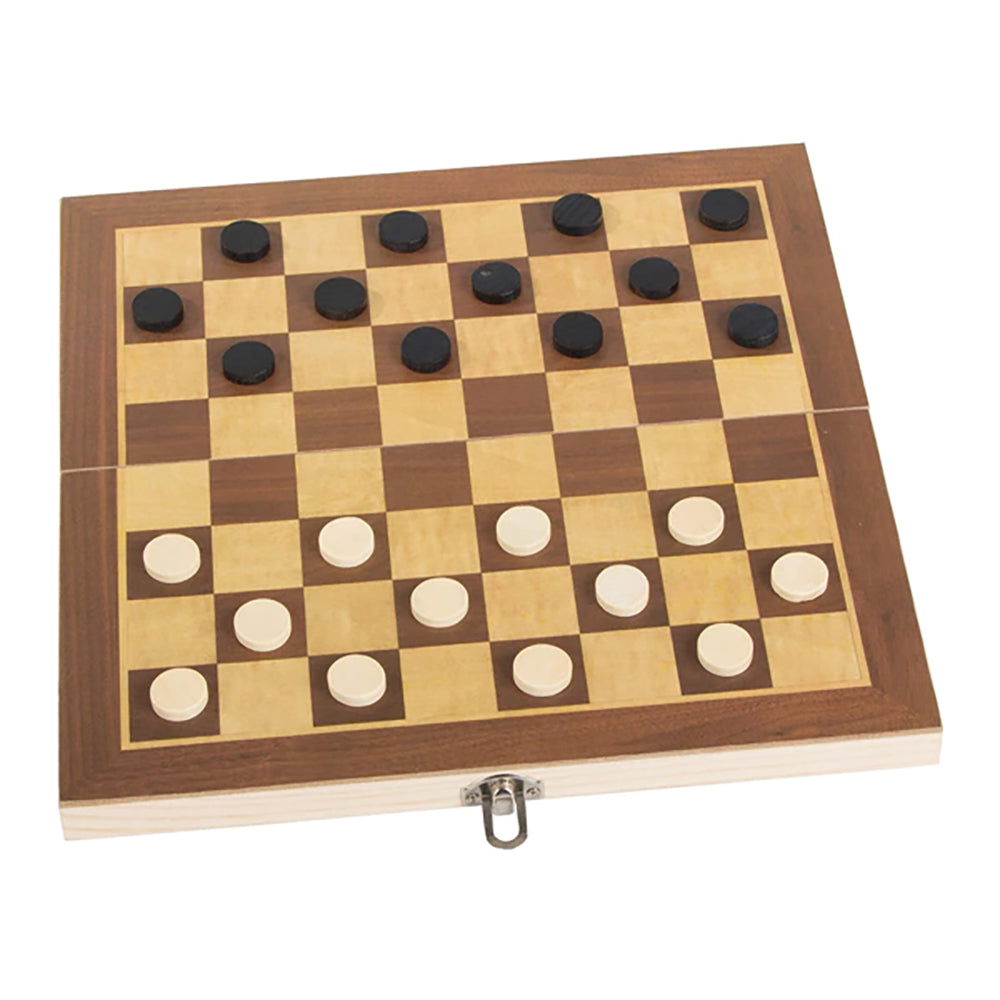 Jeu 3-en-1 en Bois - Échecs, Dames & Backgammon, Plateau Pliable (5