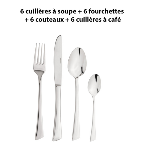 Ensemble de 24 couverts en acier inoxydable - Livraison offerte