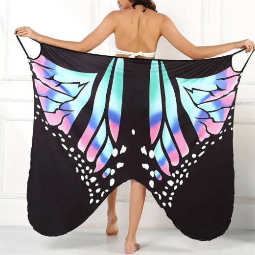 Paréo Sarong Imprimé Papillons Multi-couleur - 100% Rayonne - Neuf Sans étiquette