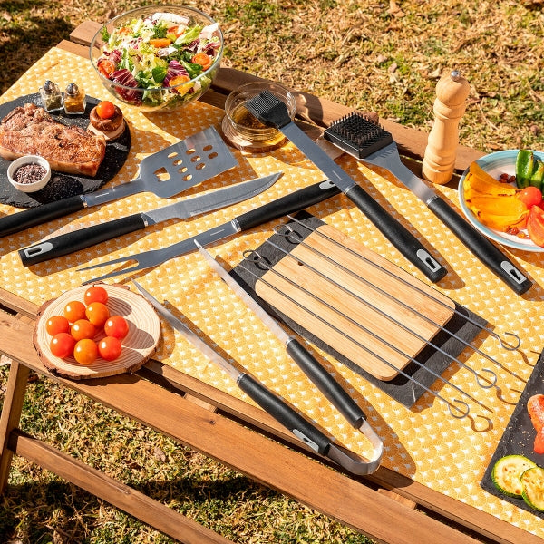 Kit de barbecue, ensemble d'ustensiles de barbecue, 20 pièces accessoires  de barbecue en acier inoxydable