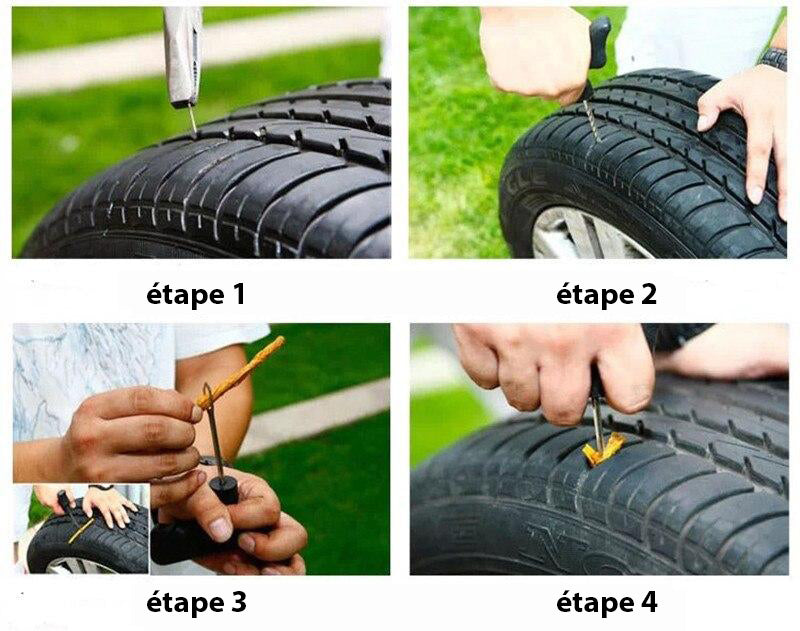 Kit réparation crevaison pneu tubeless sans démontage Stop & Go