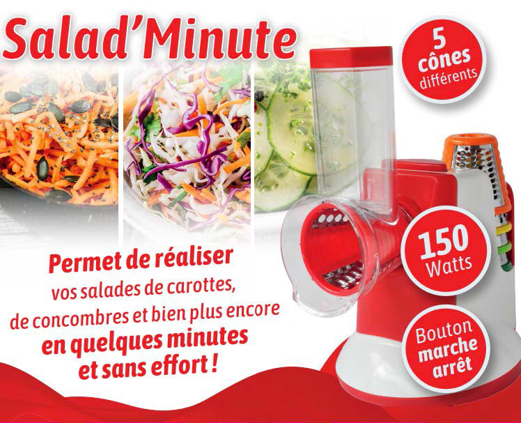 Salad'minute - rappeur et trancheur électrique de legumes et