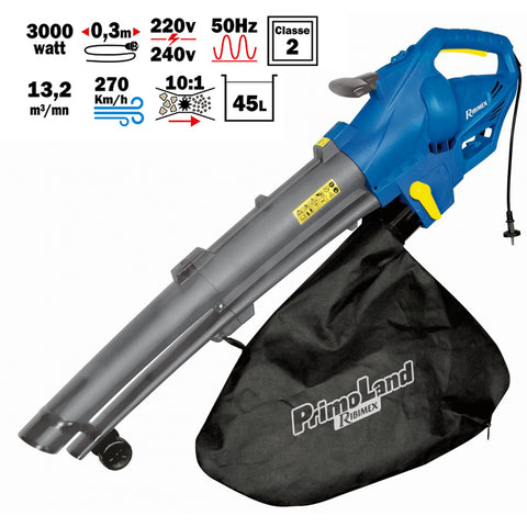 Souffleur Aspirateur / broyeur à feuilles avec sac de récupération - Livraison Offerte