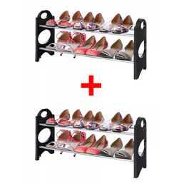 Lot de 4 étagères à chaussures empilables 64 X 20 X 34 cm pour 12 paires de chaussures - Livraison offerte