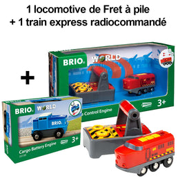 1 locomotive de Fret à pile + 1 train express radiocommandé - Livraison offerte