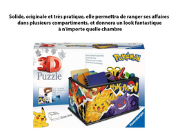 Puzzle 3D Boite de rangement Pokémon 216 pièces - Livraison offerte