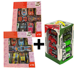 Lot de 20 voitures rétrofriction + 1 Coffret 16 camions à rétrofriction - Livraison offerte