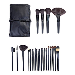 24 Pinceaux de Maquillage Professionnels Bois avec Sac - Livraison offerte