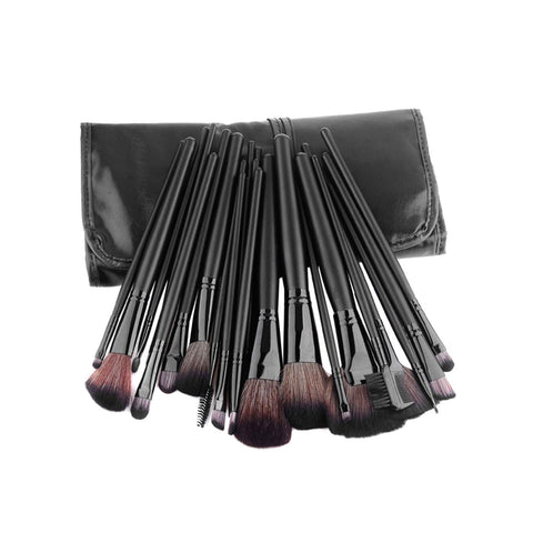 24 Pinceaux de Maquillage Professionnels Bois avec Sac - Livraison offerte