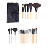 24 Pinceaux de Maquillage Professionnels Bois avec Sac - Livraison offerte