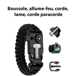 Bracelet de survie 5 en 1 - Livraison offerte