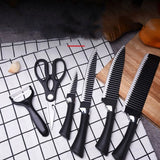 Ensemble d’ustensiles de cuisines 6 pièces - 4 couteaux + 1 paires de ciseaux + 1 épluche légumes - Livraison offerte