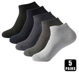 Lot de 5 socquettes en fibre de bambou pour homme - Livraison offerte