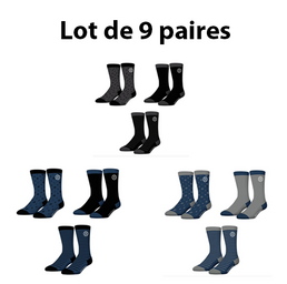 Lot de 9 paires de chaussettes de ville Serge Blanco en coton peigné - Livraison offerte