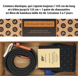 Coffret cadeau ceinture extensible Virgile + une paire de chaussettes en fibre de bambou - Livraison offerte