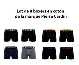 Lot de 8 boxers en coton de la marque Pierre Cardin - Livraison offerte