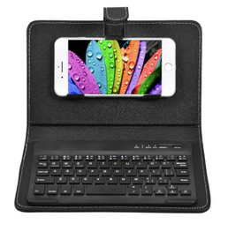 Mini clavier sans fil Bluetooth avec étui en cuir PU pour smartphone et tablette - Livraison offerte