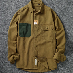 Chemise à manches longues en coton tissé pour homme - Livraison offerte