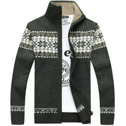 Gilet cardigan Jacquard à col montant pour homme - Livraison offerte