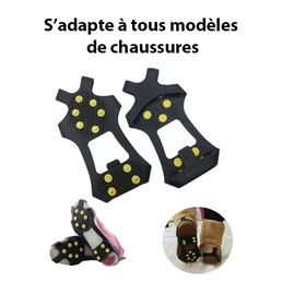 Lot de 2 Semelles cloutées anti dérapantes anti verglas - Livraison offerte