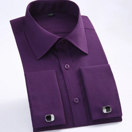 Chemise unie à manches longues avec boutons de manchette - Livraison offerte