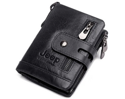 Portefeuille en cuir véritable pour homme avec double porte-monnaies - Livraison offerte