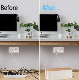 Boîte en bois de rangement de cable électrique - Livraison offerte