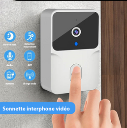 Sonnette interphone vidéo sans fil avec caméra HD et détection de mouvement - Livraison offerte