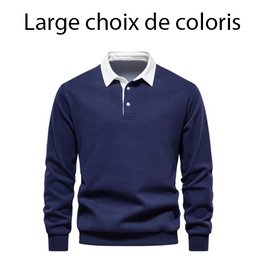 Polo à manches longues en coton pour homme - Livraison offerte