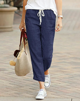 Pantalon d'été décontracté pour femme en coton et lin - Livraison offerte