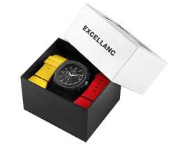 Coffret cadeau Excellanc pour homme avec 1 montre + 2 bracelets interchangeables en 2 couleurs - Livraison offerte
