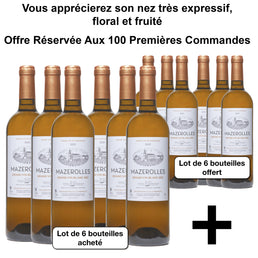 Lot de 6 bouteilles Mazerolles Grand Vin blanc sec 2021 + 6 bouteilles Mazerolles Grand Vin blanc sec 2021 offertes - Livraison offerte