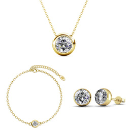 Parure Moon & Birth Stone ornée de 4 cristaux autrichiens de haute qualité  - 1 bracelet + 1 chaîne + 1 paire de boucles d’oreilles - Livraison offerte
