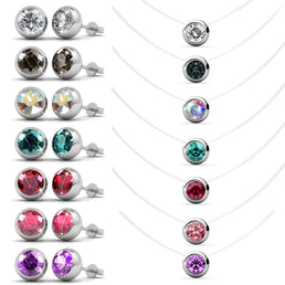 Parure Coffret 7 jours invisible moon ornée de 21 cristaux autrichiens - 1 collier + 7 pendentifs + 7 boucles d’oreilles - Livraison offerte