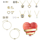 Coffret coeur ruban 14 bijoux ornés de cristaux autrichien haute qualité - Livraison offerte