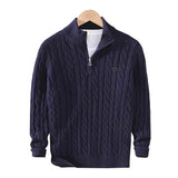 Pull côtelé en tricot à col montant avec fermeture éclair pour homme - Livraison offerte