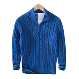 Pull côtelé en tricot à col montant avec fermeture éclair pour homme - Livraison offerte
