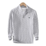 Pull côtelé en tricot à col montant avec fermeture éclair pour homme - Livraison offerte