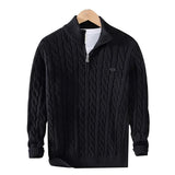 Pull côtelé en tricot à col montant avec fermeture éclair pour homme - Livraison offerte
