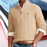 Pull côtelé en tricot à col montant avec fermeture éclair pour homme - Livraison offerte