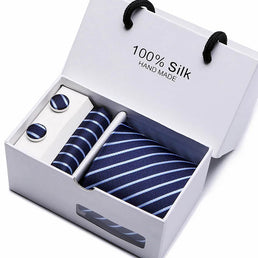 Coffret cadeau homme 3 pièces (1 cravate + 1 paire de boutons de manchette + 1 pochette pour costume) - Livraison offerte