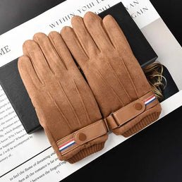 Gants chauds avec boucle en cuir pour homme - Livraison offerte