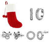 Chaussette secrète de Noël garnie de 3 paires de boucles d'oreilles en cristaux autrichiens de très haute qualité - Livraison offerte
