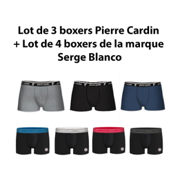 Lot de 3 boxers Pierre Cardin + 1 Lot de 4 boxers de la marque Serge Blanco - Livraison offerte