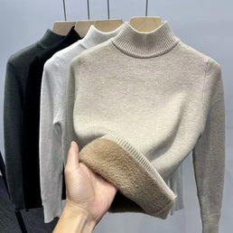 Pull chaud à col roulé doublure en velours pour femme - Livraison offerte