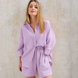 TEST Ensemble pyjama léger 2 pièces en gaze de coton pour femme - Livraison offerte