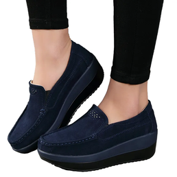 Mocassins en cuir à semelles compensées pour femme - Livraison offerte