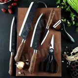Ensemble 6 pièces de cuisine - 4 couteaux de cuisine en acier inoxydable + 1 éplucheur + 1 ciseau - Livraison offerte