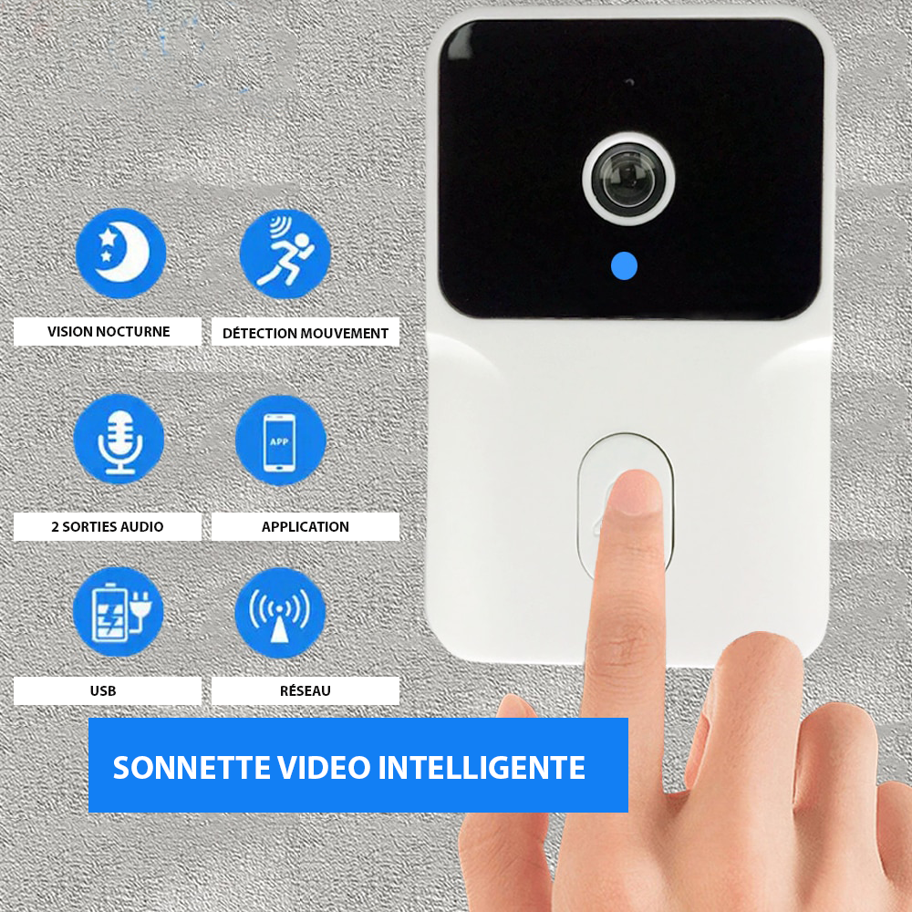 Sonnette Vidéo Sans Fil Wifi 1080P Avec Détection De Mouvement