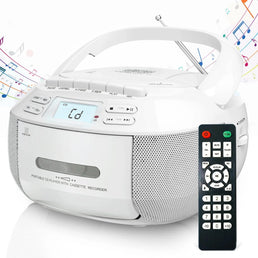 Lecteur portable stéréo de cd et de cassettes avec télécommande - Livraison offerte